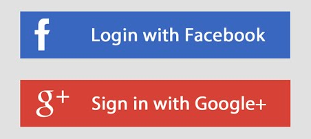 Screen with two buttons: “Login with Facebook” and “Sign in with Google+”